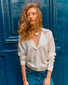 Chemise maille encolure v Naturel - Vêtement de luxe femme