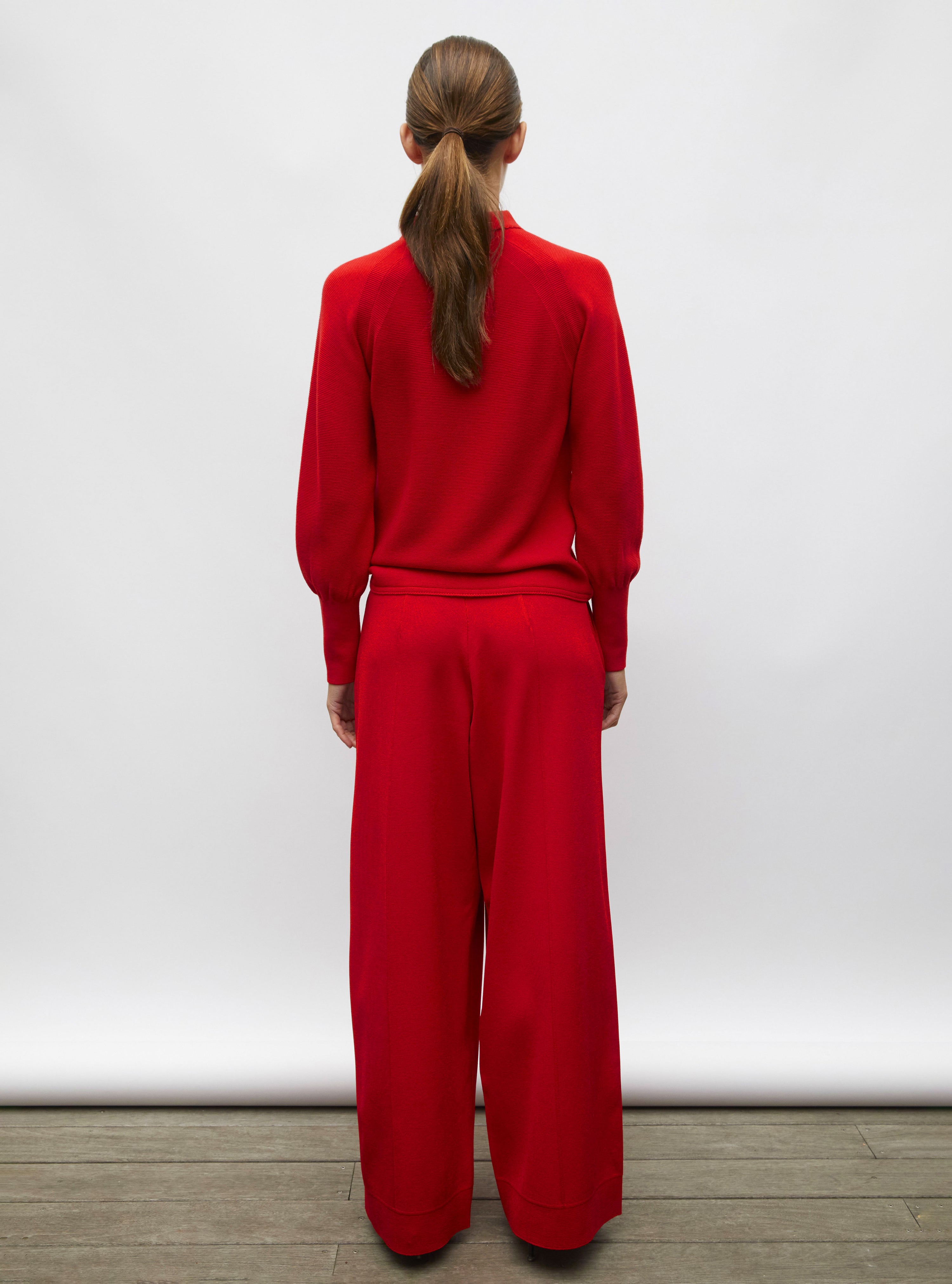 Pantalon ample maille couture rouge vif - Pantalon de luxe