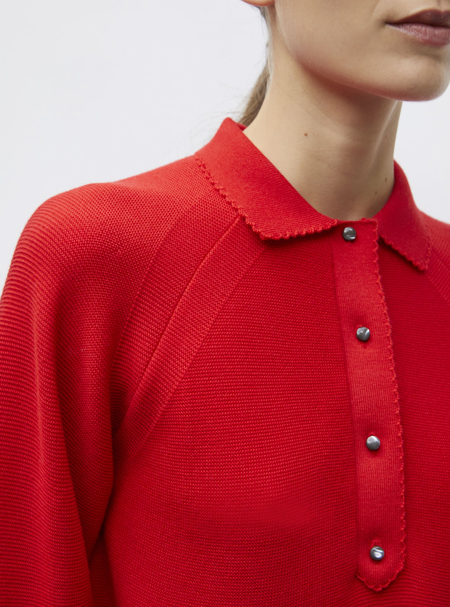 Polo fin finition picots Rouge vif - Vêtement en maille de luxe Molli