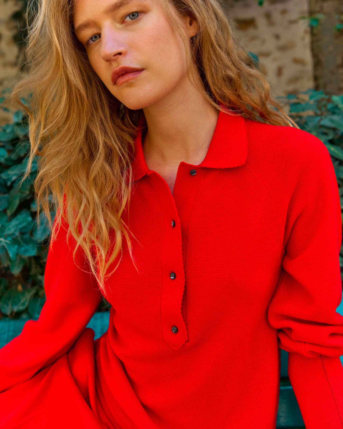 Polo de luxe femme - Polo fin finition picots Rouge vif