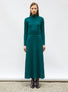 Robe maxi maille plissée Vert anglais - Vêtement en maille de luxe Molli
