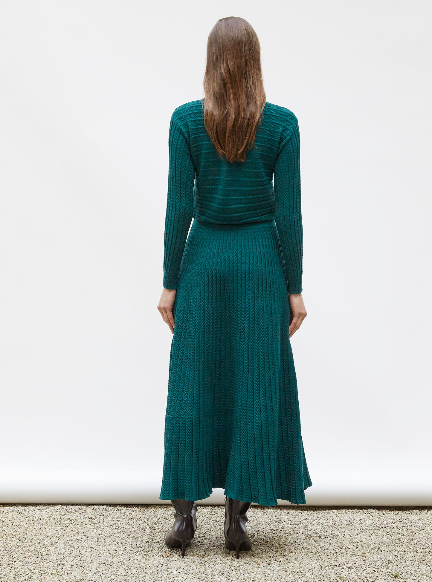 Robe longue maille plissée Vert anglais - Molli