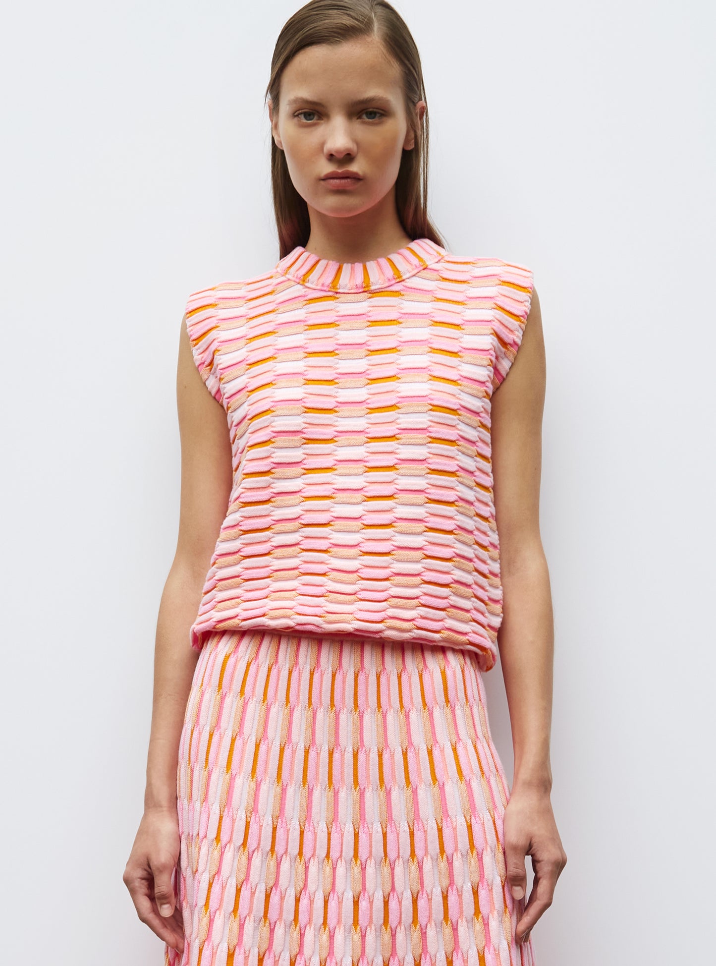 Top en maille zellige multicolore - Vêtement en maille de luxe Molli