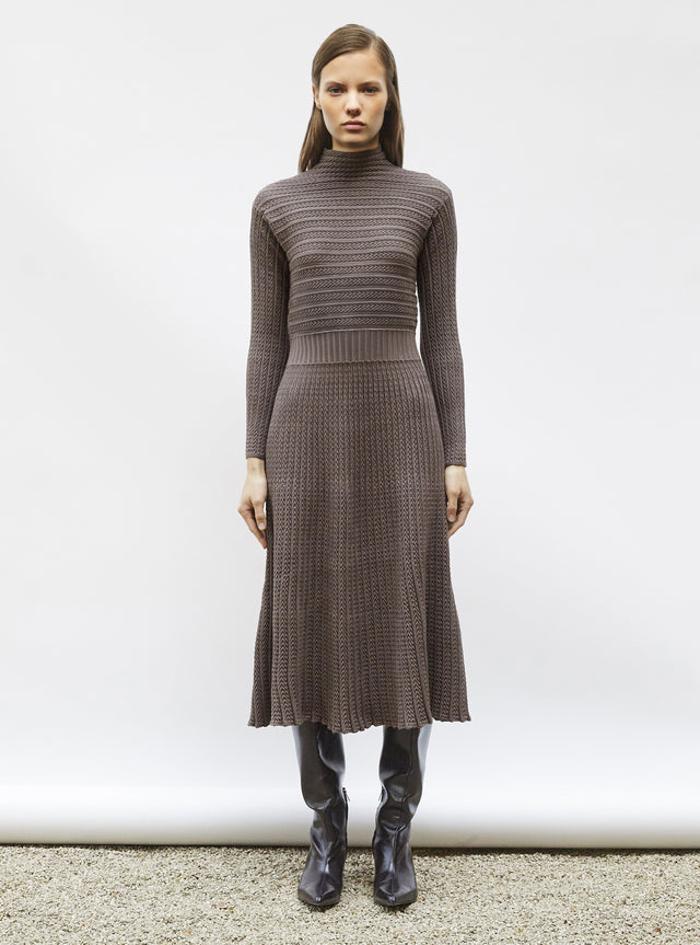 long dress in pleated knit - Image principale