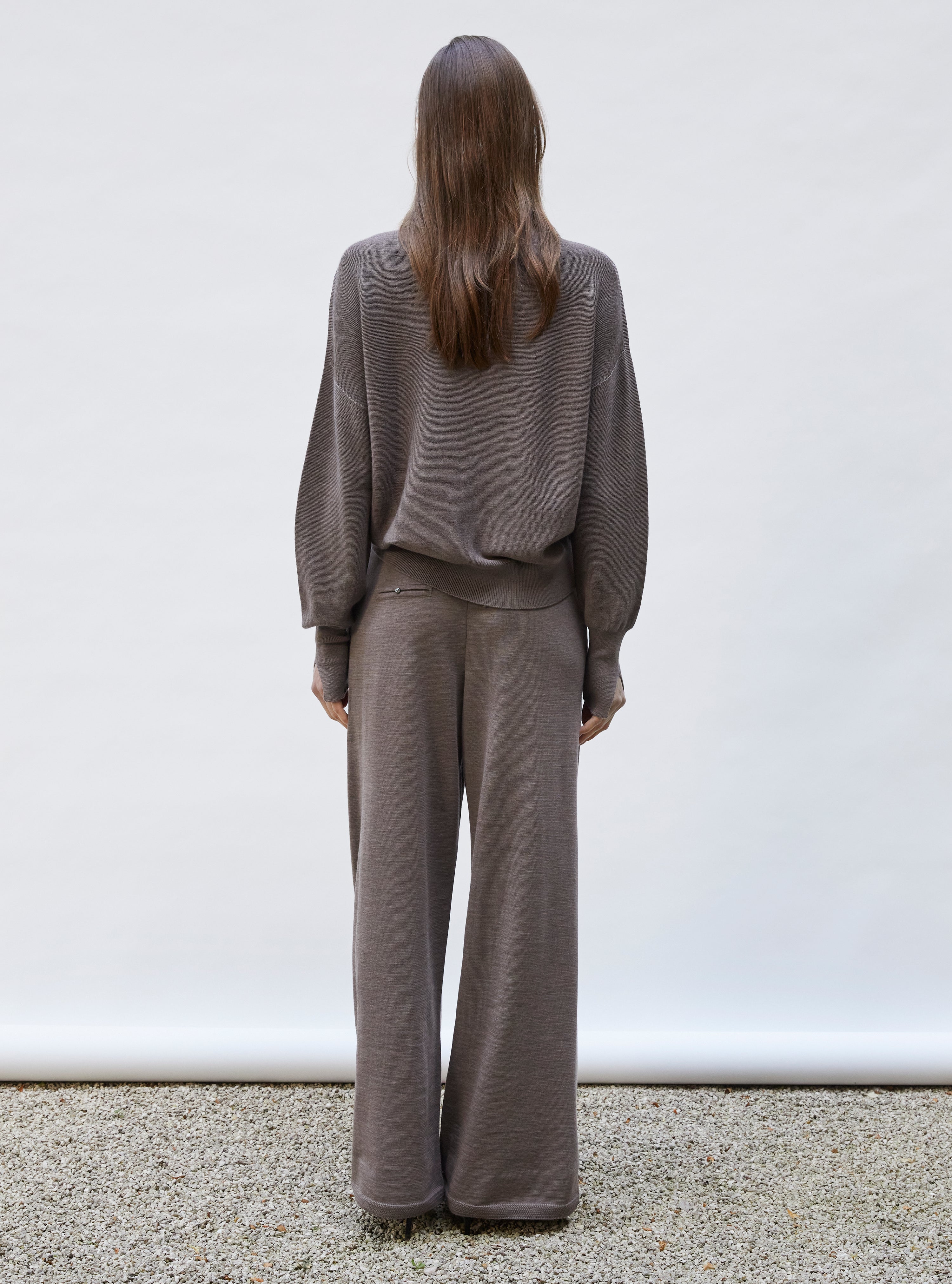 Top fin oversize à col montant Châtaigne - Tops de luxe