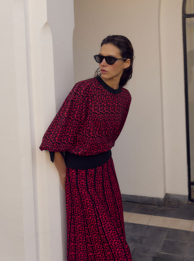 Top fin jacquard léopard - Image principale