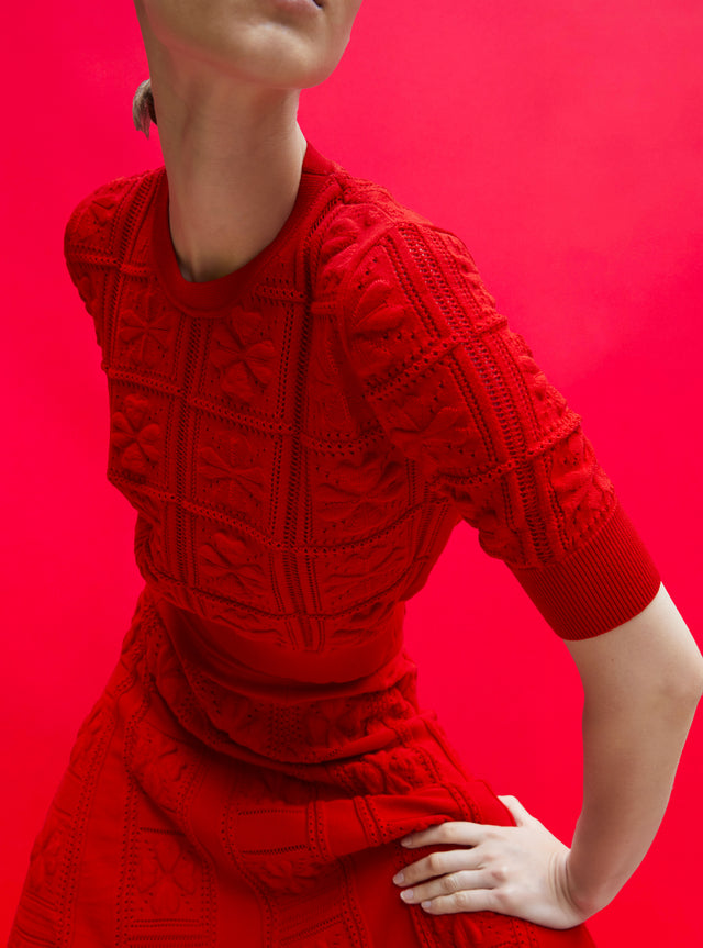 knit top with clover motif - Image principale