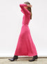 Robe de luxe femme - Robe maxi maille plissée Rose fluo