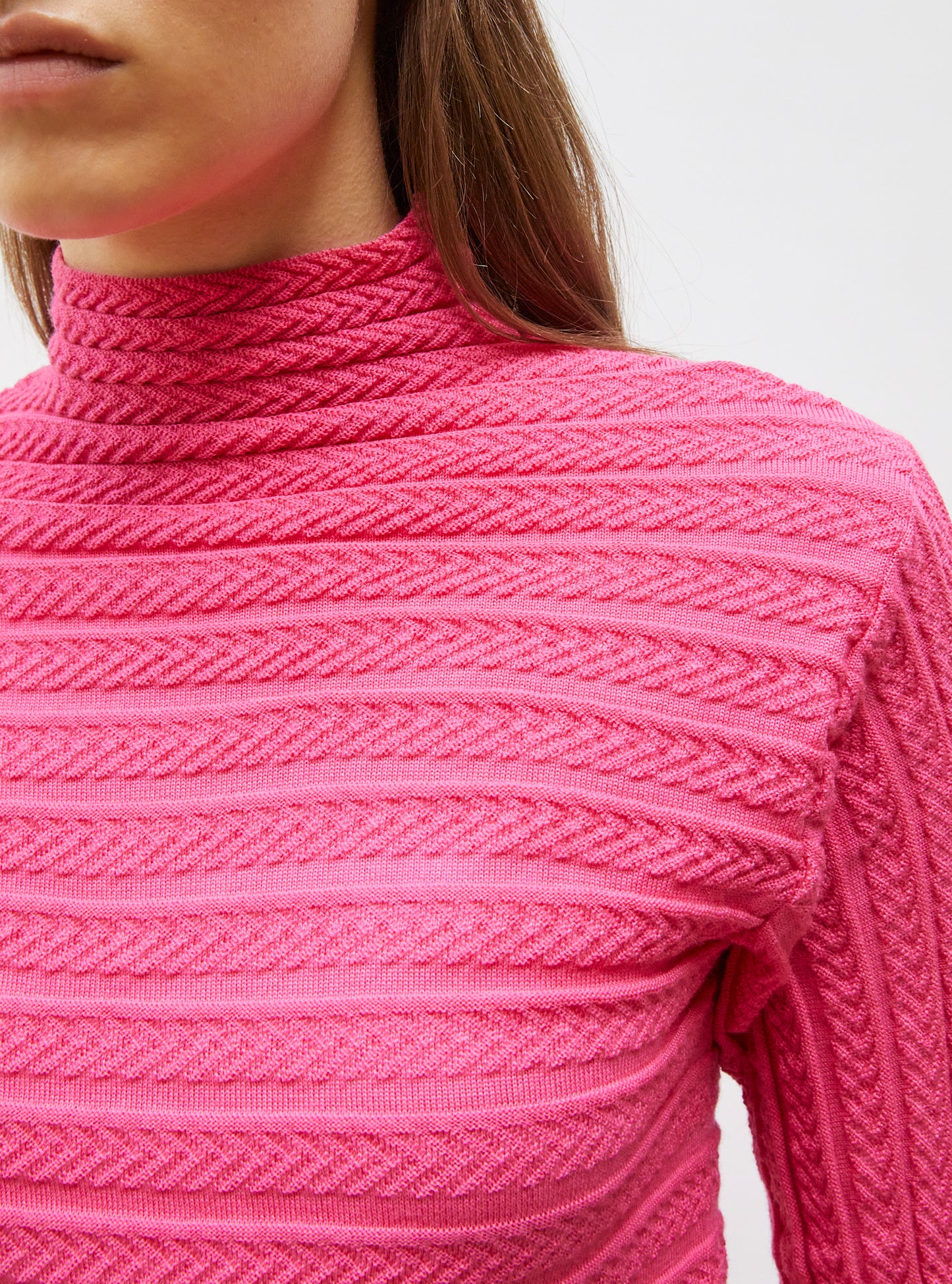 Robe de luxe femme - Robe maxi maille plissée Rose fluo