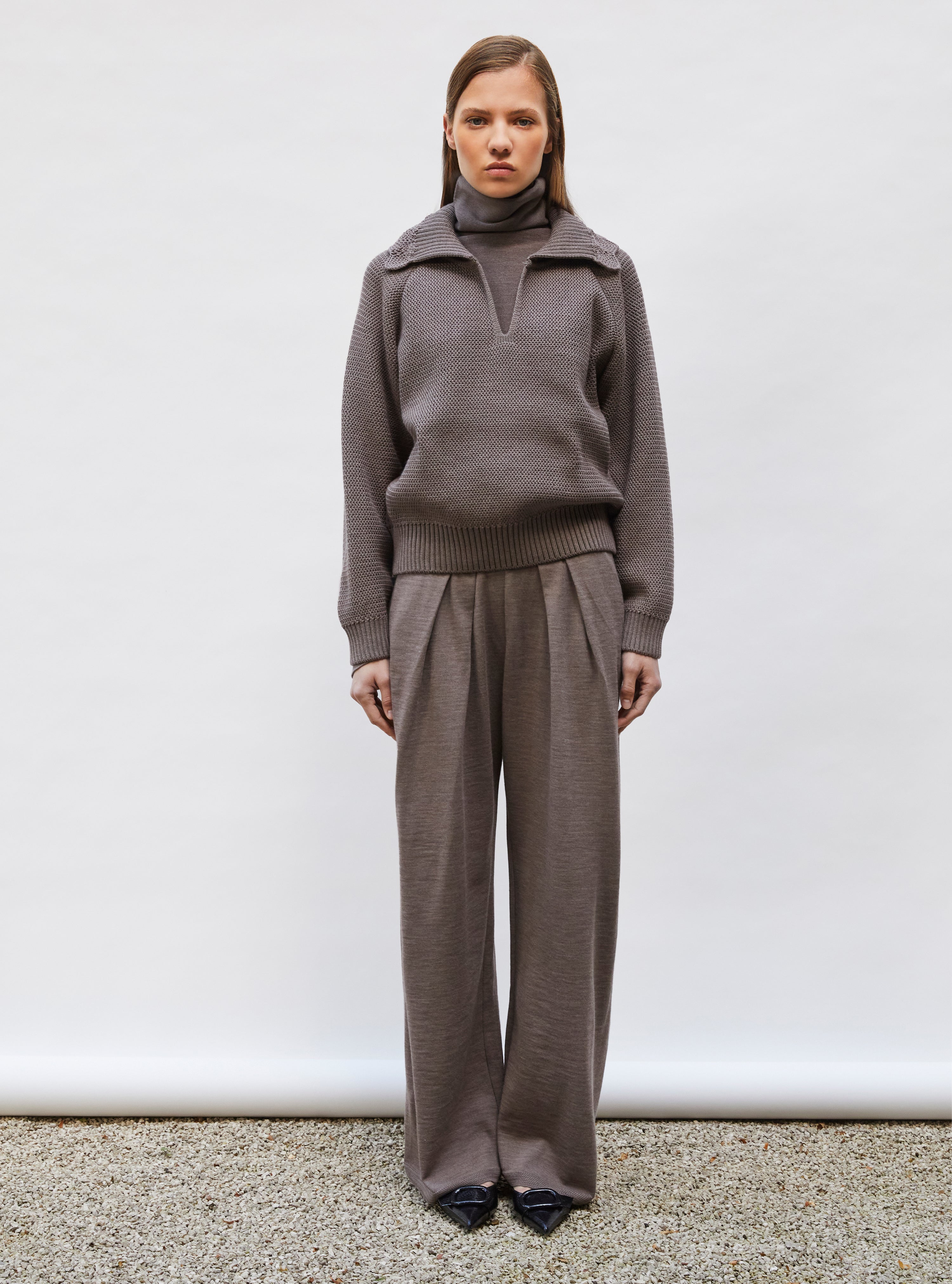 Vareuse en maille ondulée Châtaigne - Vêtement de luxe femme