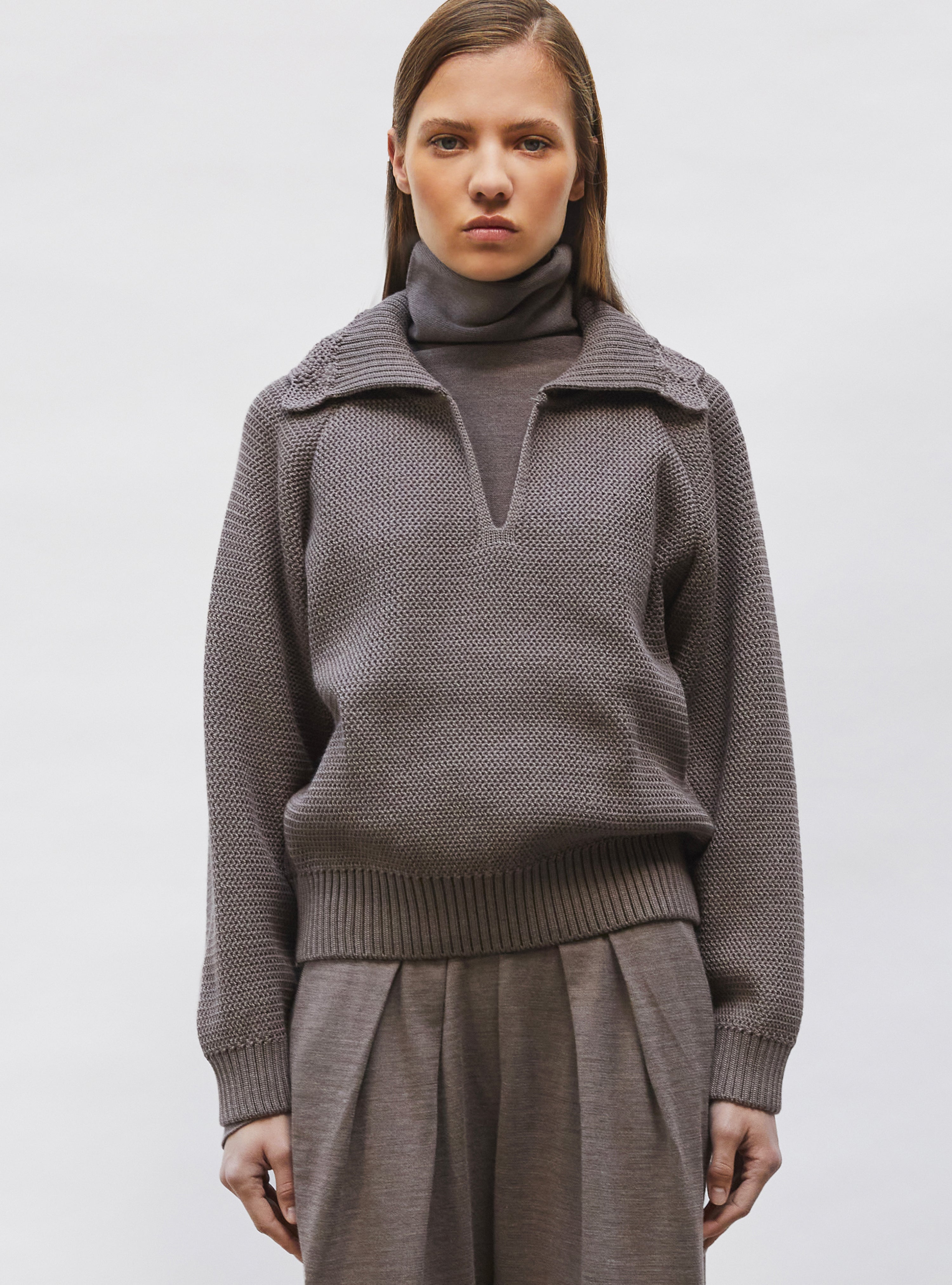 Vareuse en maille ondulée Châtaigne - Vêtement en maille de luxe Molli