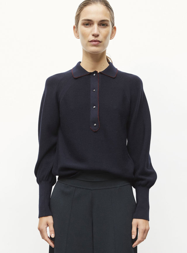 fine polo shirt with picot edging - Image principale
