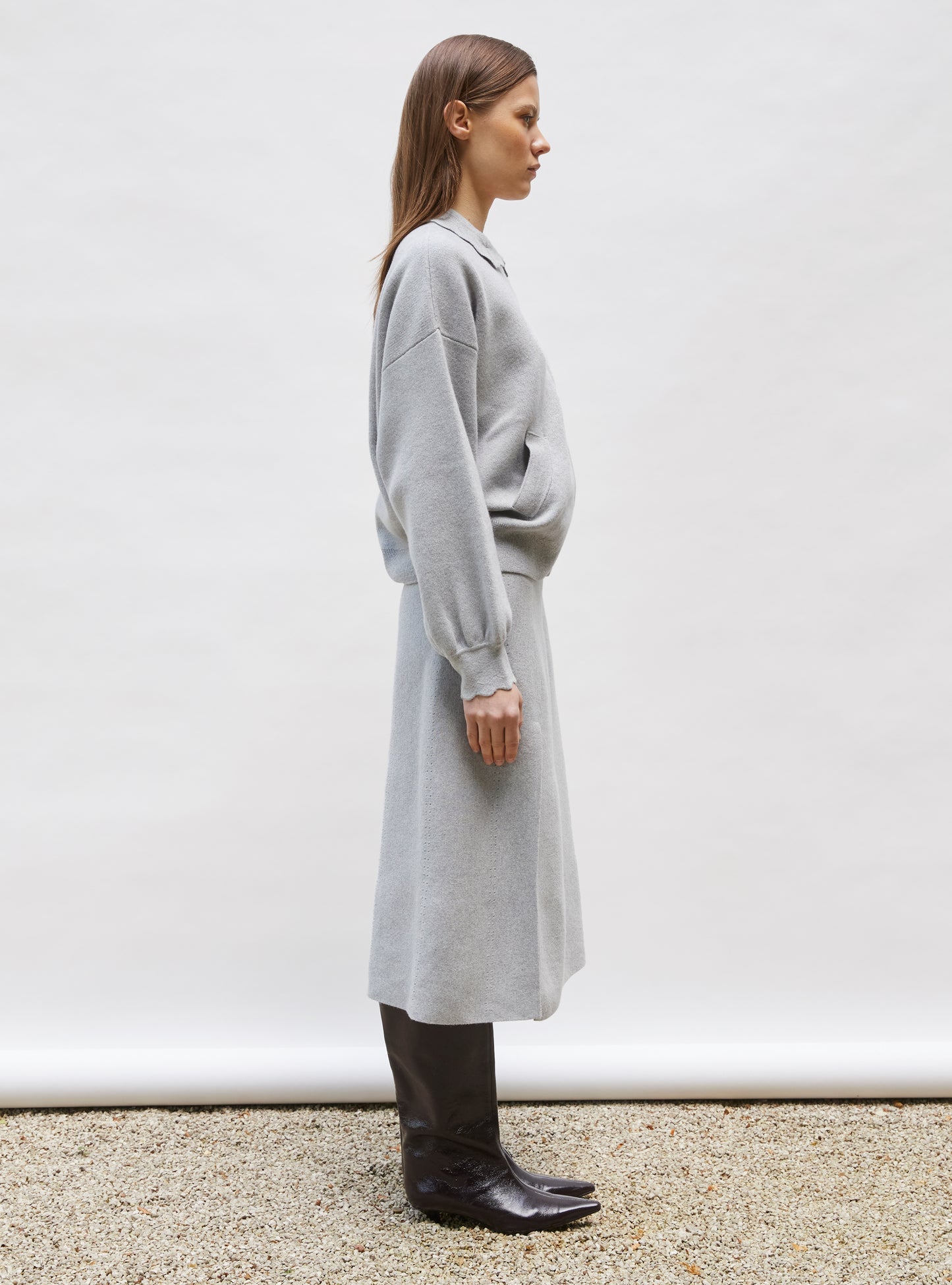 Veste en maille col croquet Gris souris - Vêtement en maille de luxe Molli