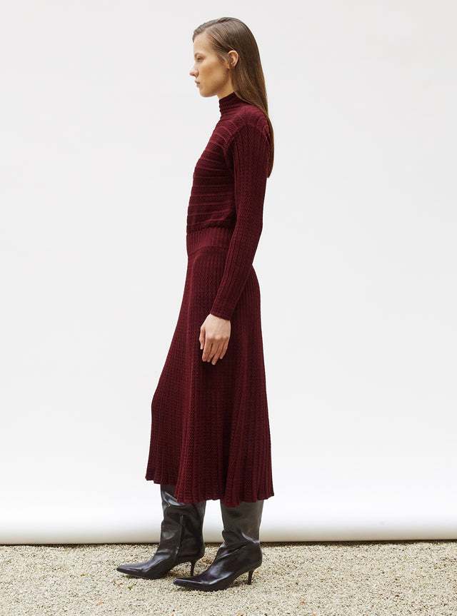 Long dress in pleated knit - Image principale