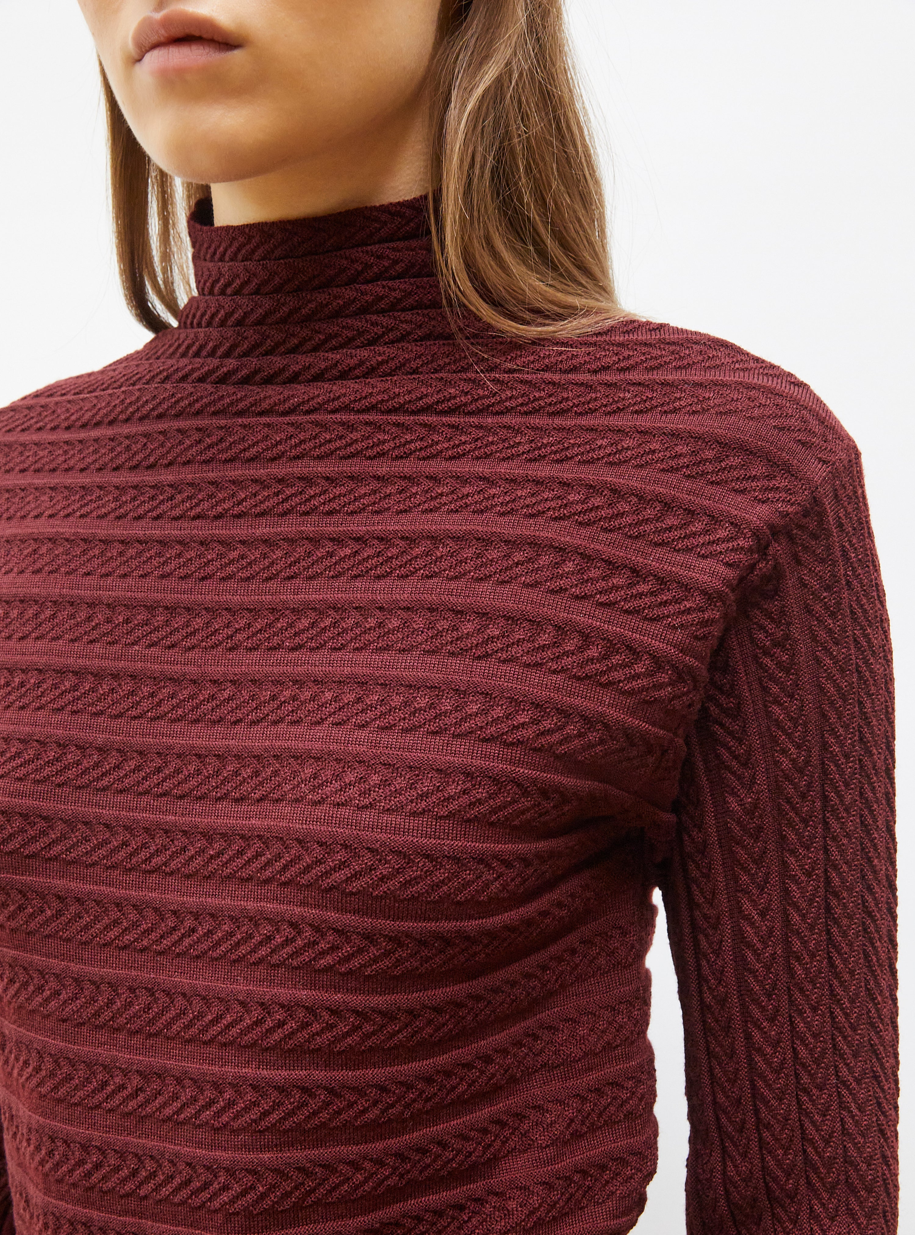 Robe de luxe femme - Robe longue maille plissée Amarante