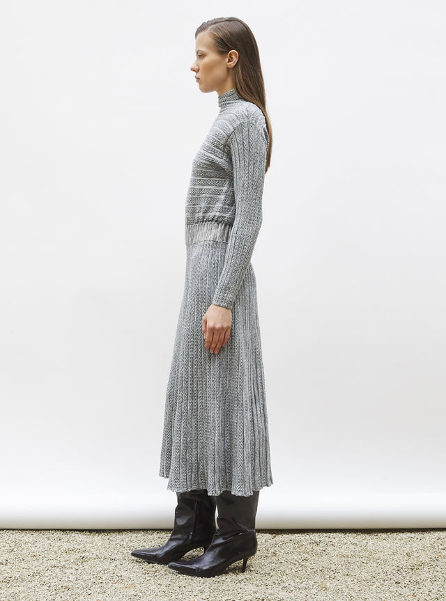 long dress in pleated knit - Image principale