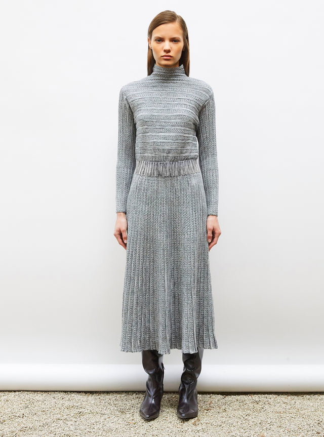 long dress in pleated knit - Image principale