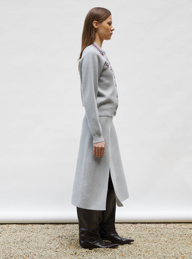 slit mid-length knit skirt - Image principale