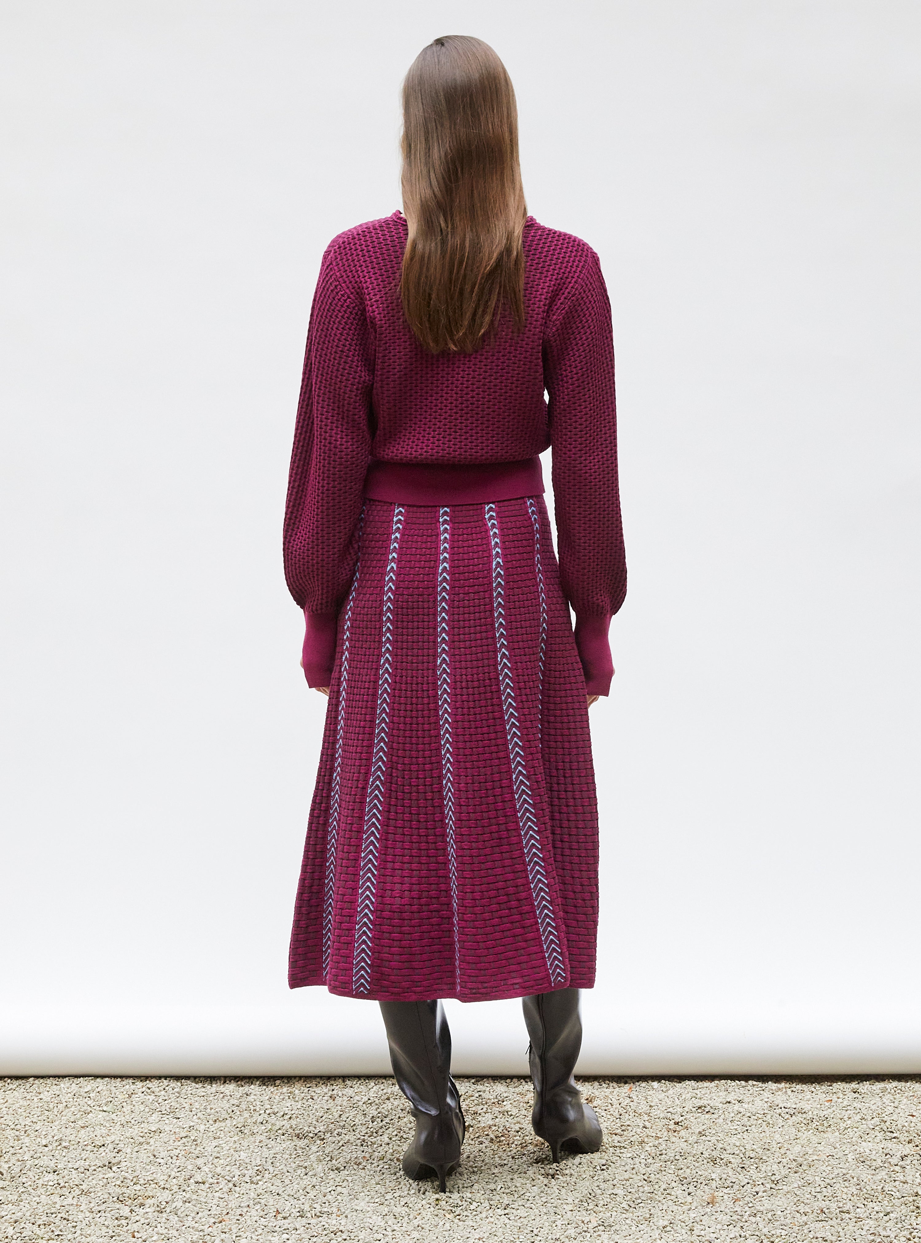 Top fin maille mini-cannage Vigne prune - Molli