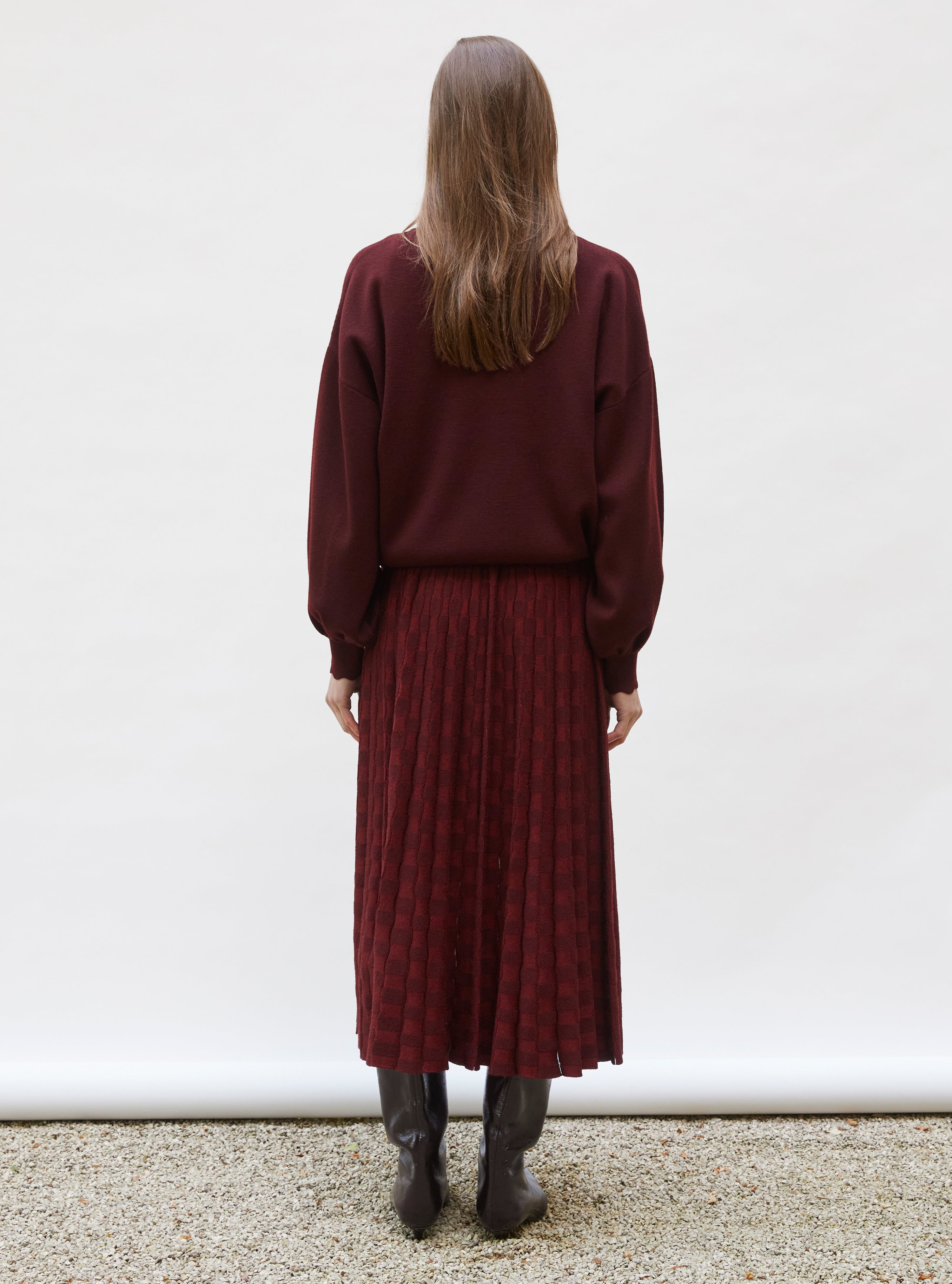 Veste en maille col croquet amarante - Pull de luxe