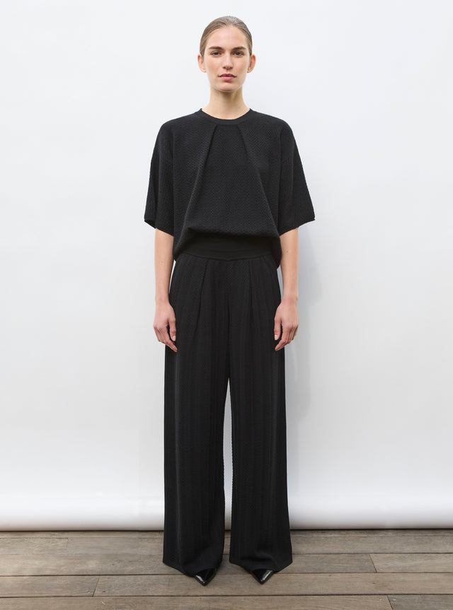 Pantalon fluide maille chevron - Image principale