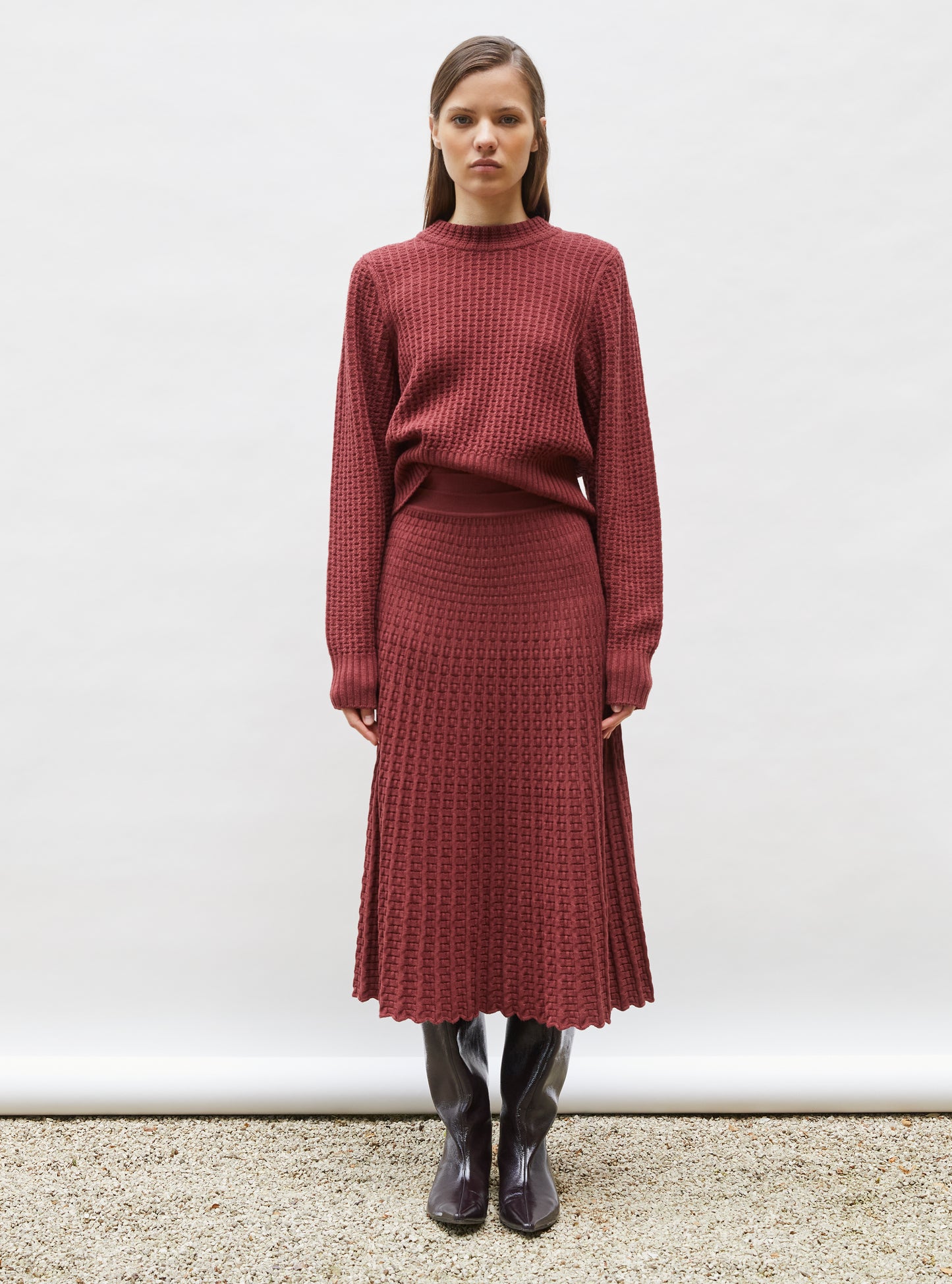 Jupe longue maille cannage Angelina - Vêtement en maille de luxe Molli
