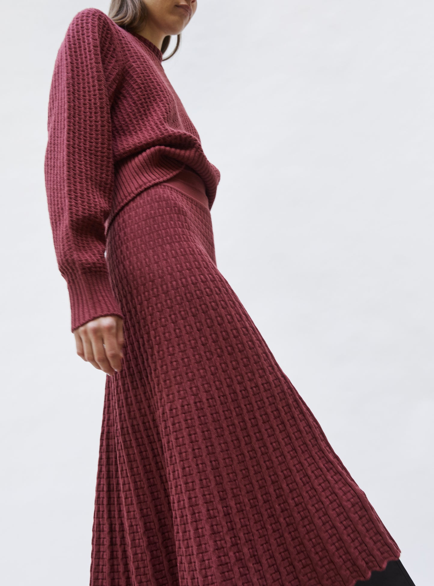 Jupe longue maille cannage Angelina - Vêtement de luxe femme