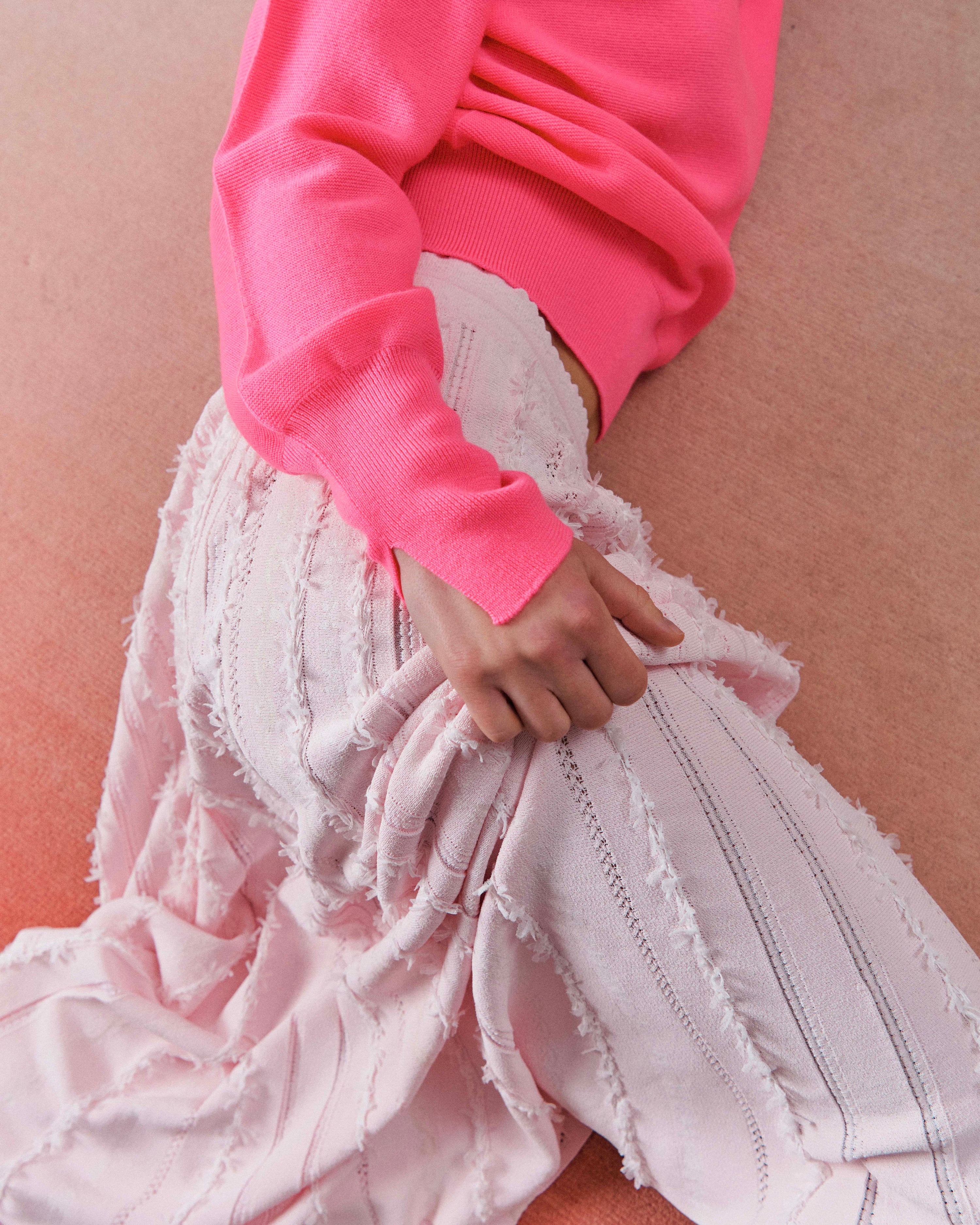 Jupe de luxe femme - Jupe longue maille plumetis Pétale