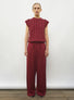 pantalon fluide maille légère rouge brule - Vêtement en maille de luxe Molli