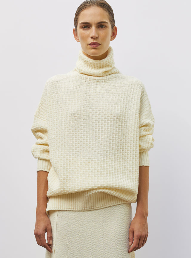 wide sweater in waffled knit - Image principale
