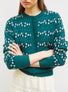 Cardigan jacquard fleurs Vert anglais - Vêtement de luxe femme