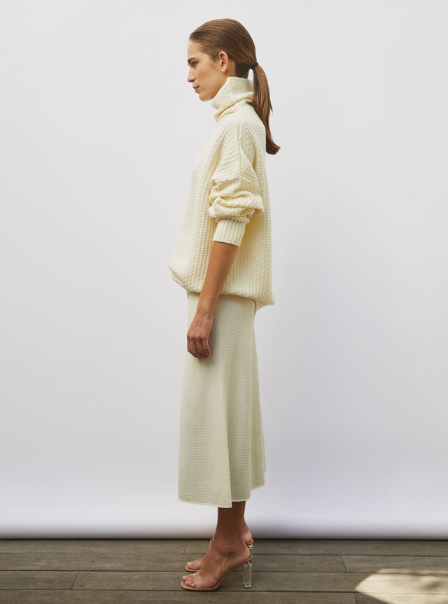 wide sweater in waffled knit - Image principale