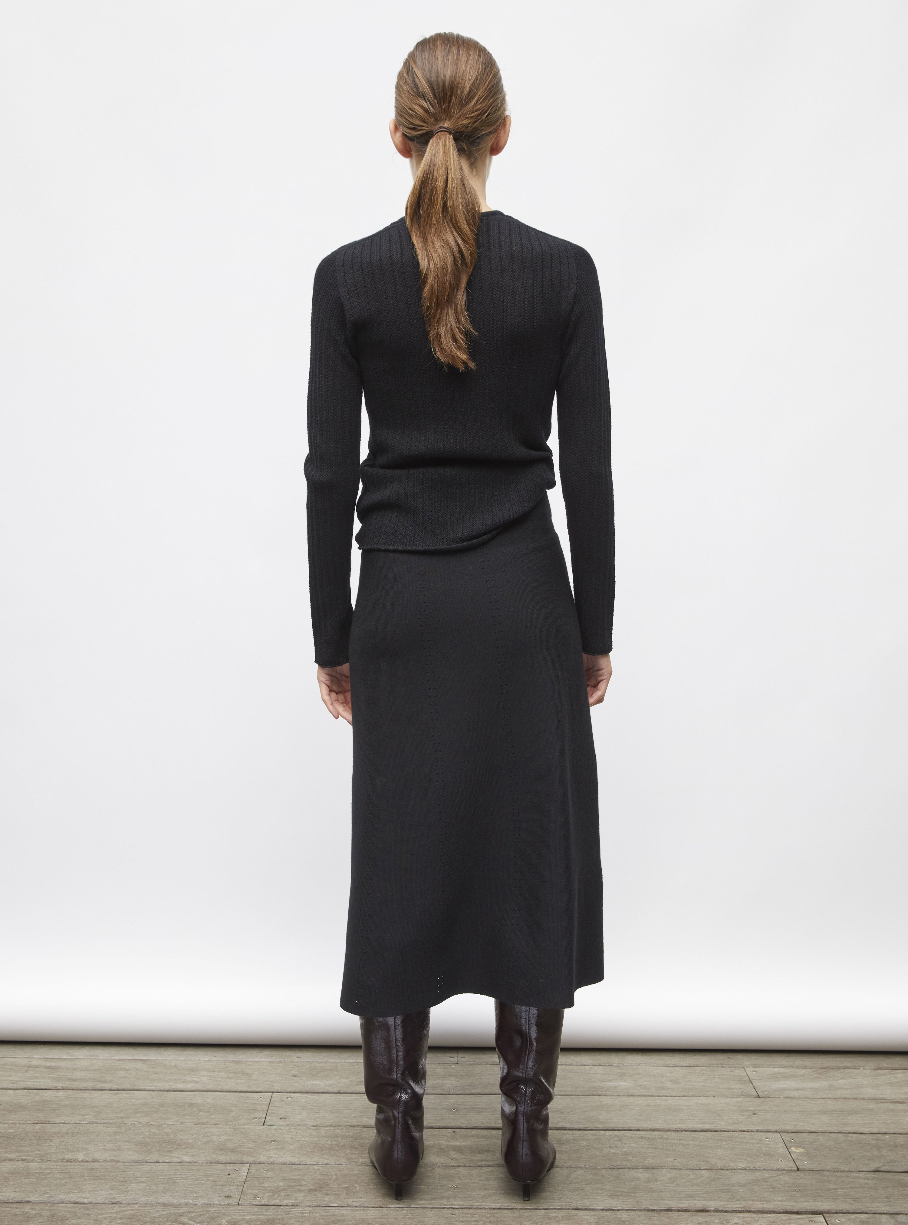 Top décolleté maille pointelle noir profond - Molli