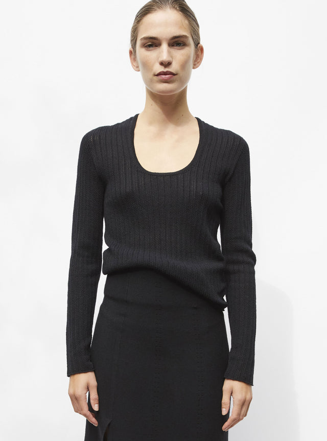 low-cut top in a pointelle knit - Image principale