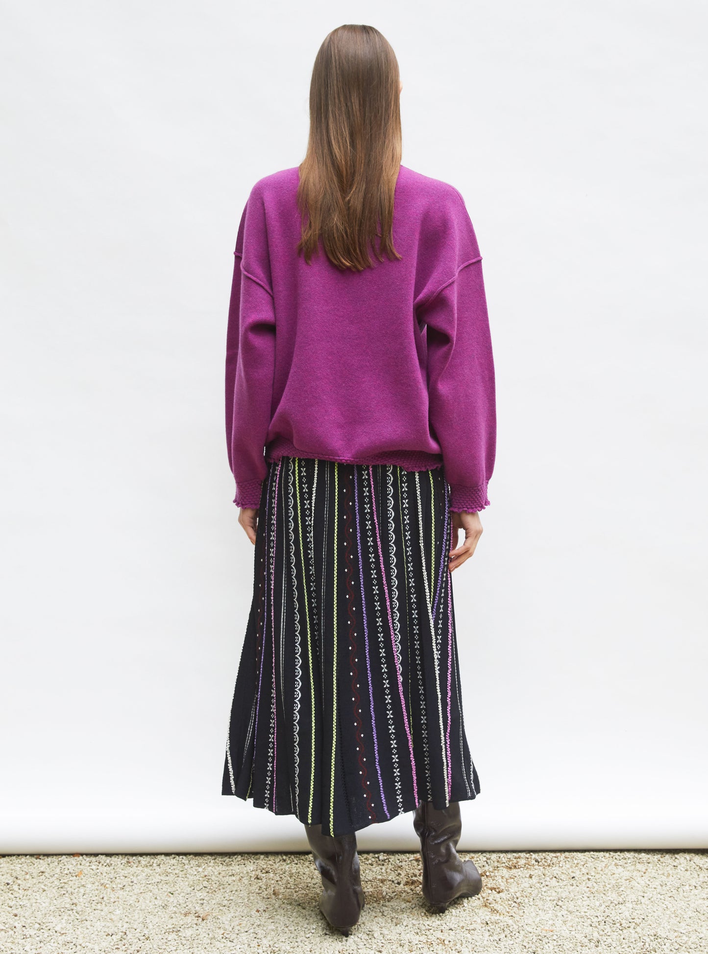 Sweat loose finitions smockées fruits rouges - Sweat de luxe