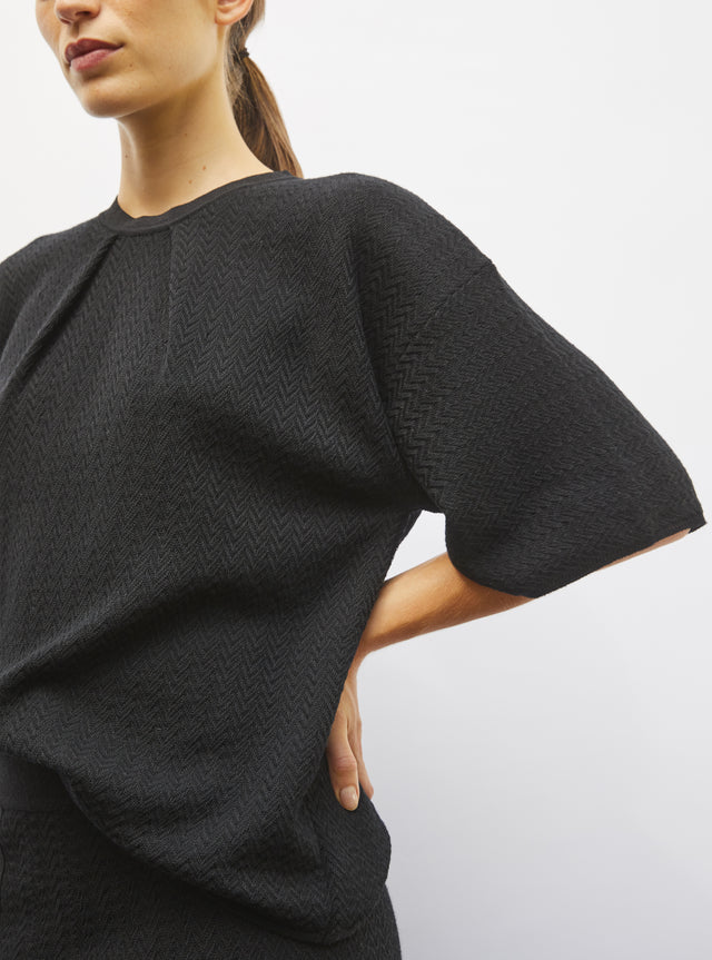 fine top in herringbone knit - Image principale