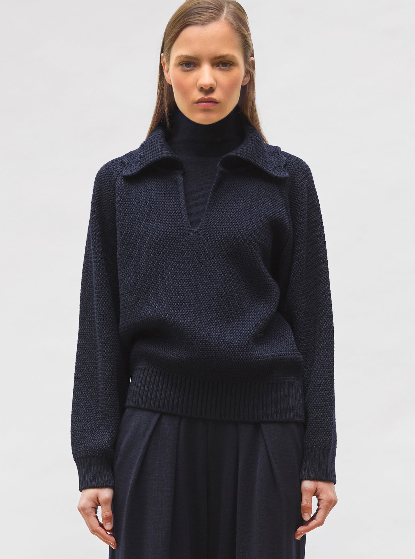 Vareuse en maille ondulée Nuit - Tops, blouses de luxe