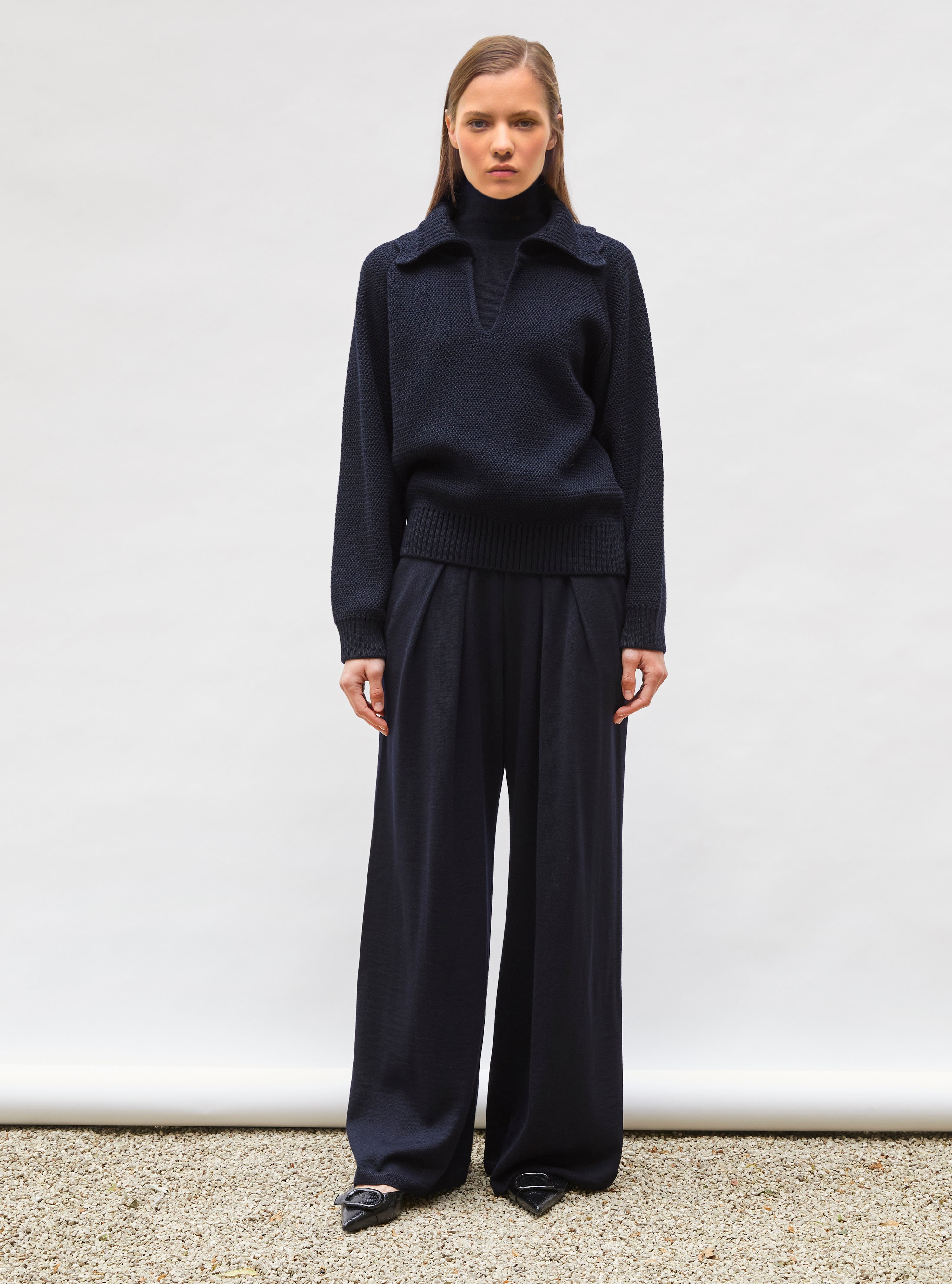 Vareuse en maille ondulée Nuit - Tops, blouses de luxe