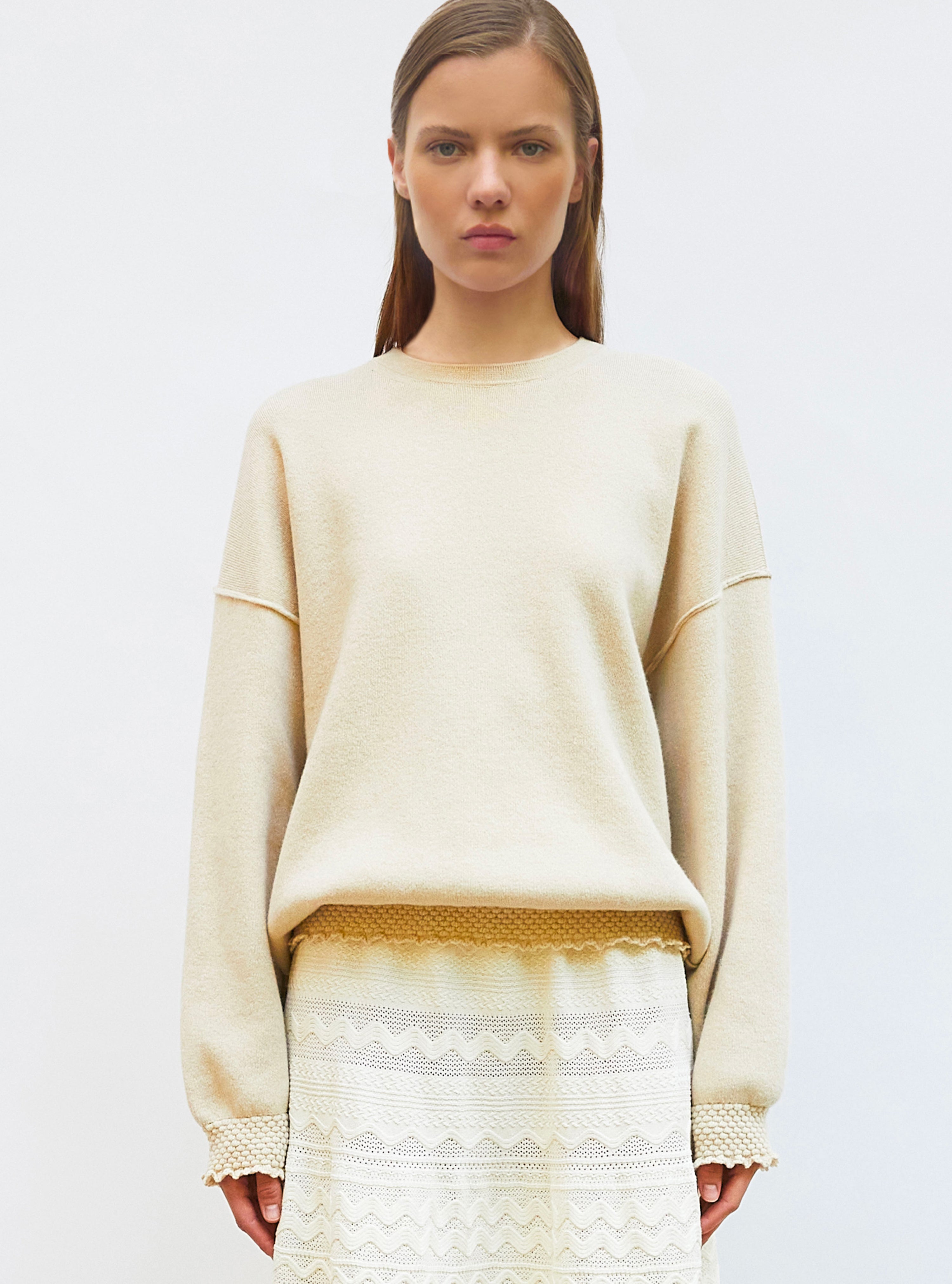 Sweat loose finitions  dune - Vêtement en maille de luxe Molli