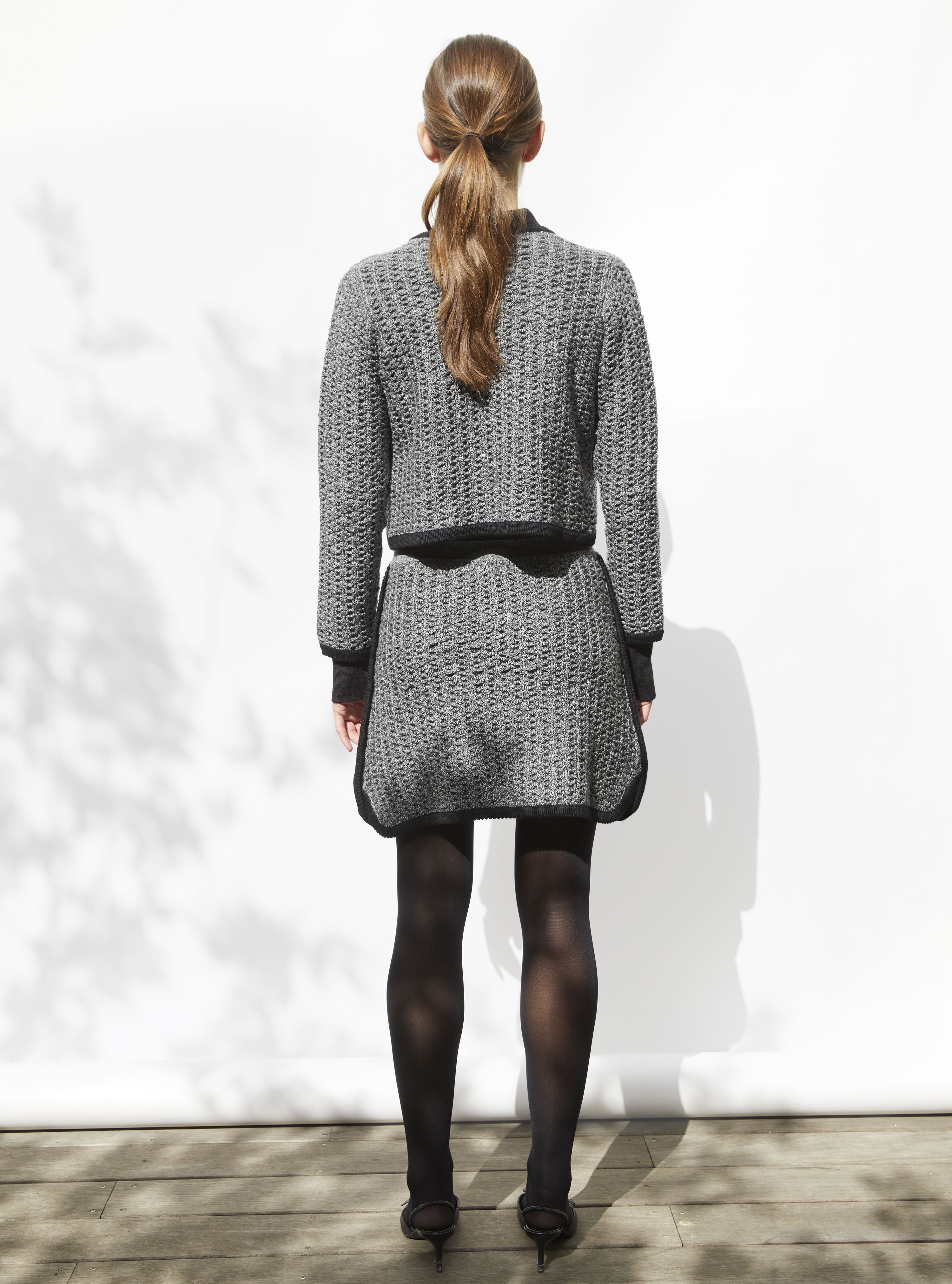 Jupe courte maille tweedée Noir mouliné - Vêtement en maille de luxe femme