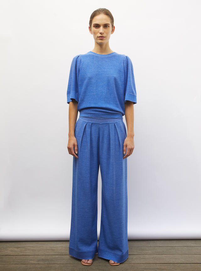 pleated elbow-length sleeved knit top - Image principale