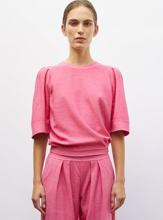 pleated elbow-length sleeved knit top - Image principale