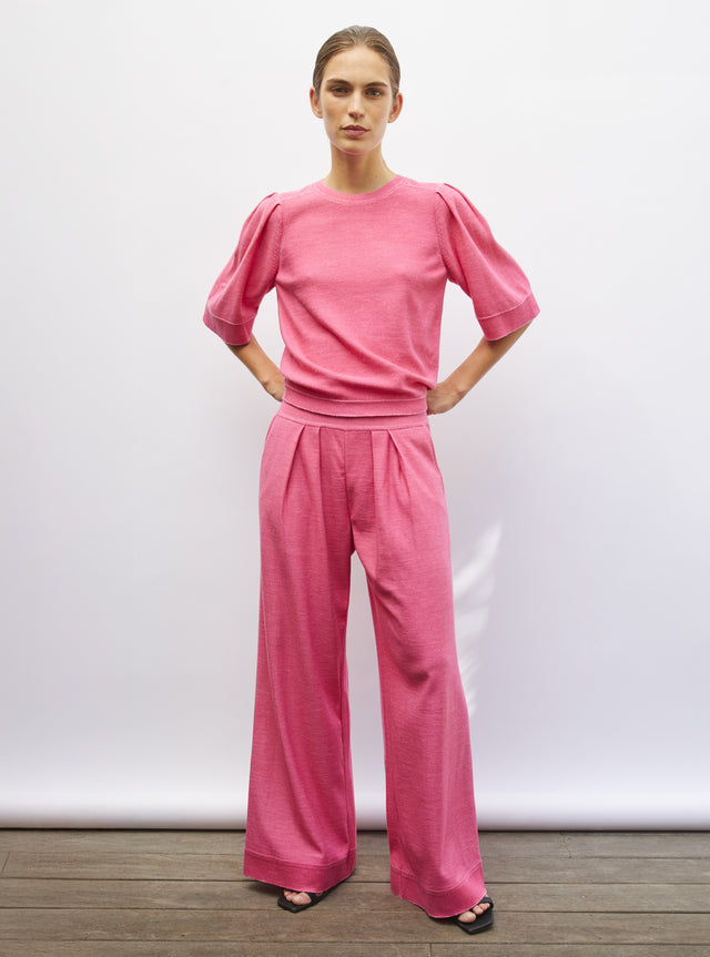 pleated elbow-length sleeved knit top - Image principale