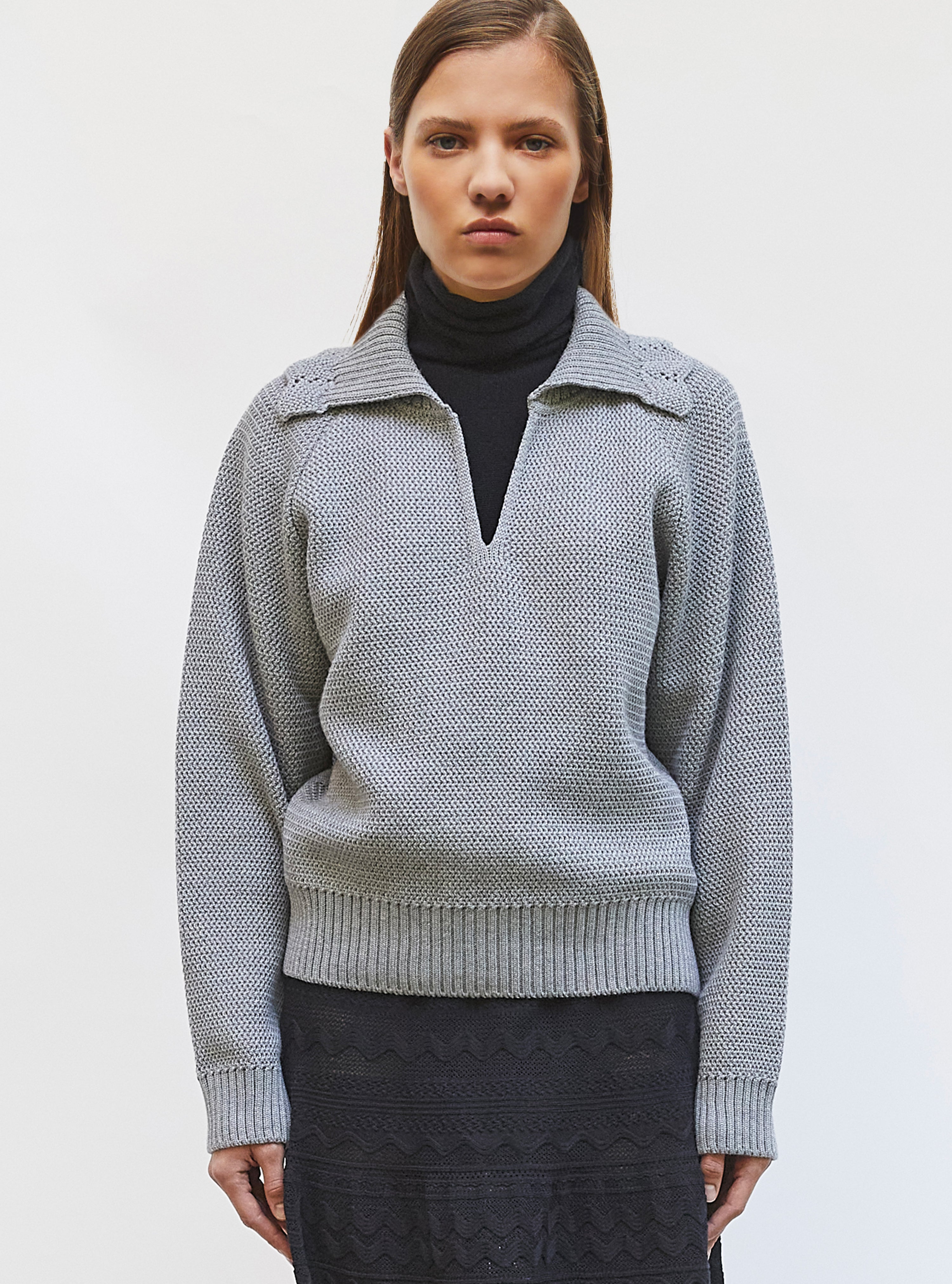 Vareuse en maille ondulée Gris moyen - Vêtement en maille de luxe Molli