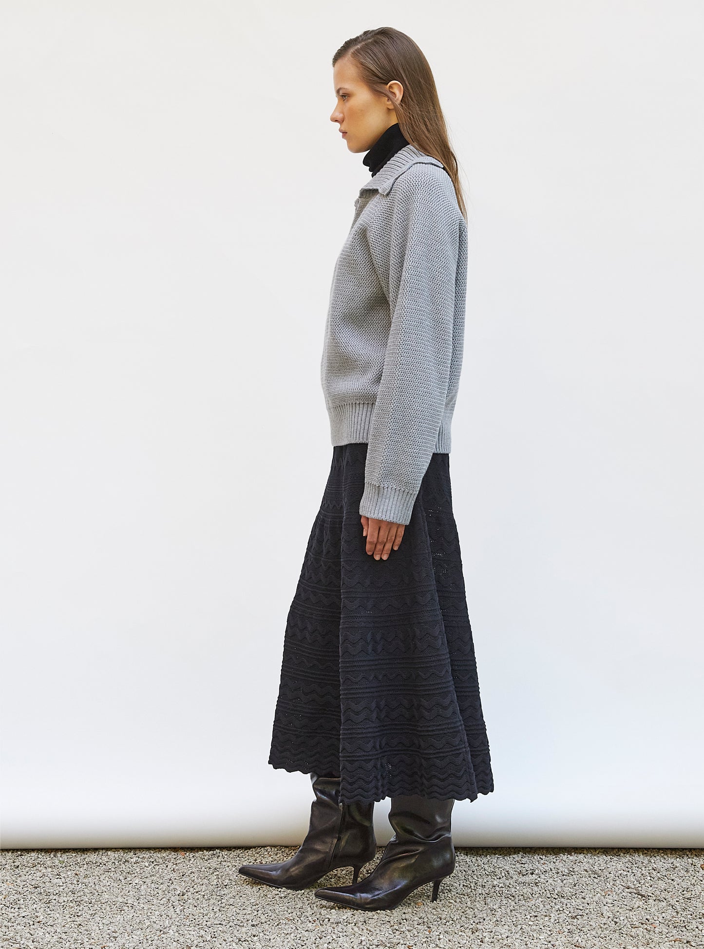 Vareuse en maille ondulée Gris moyen - Tops, blouses de luxe