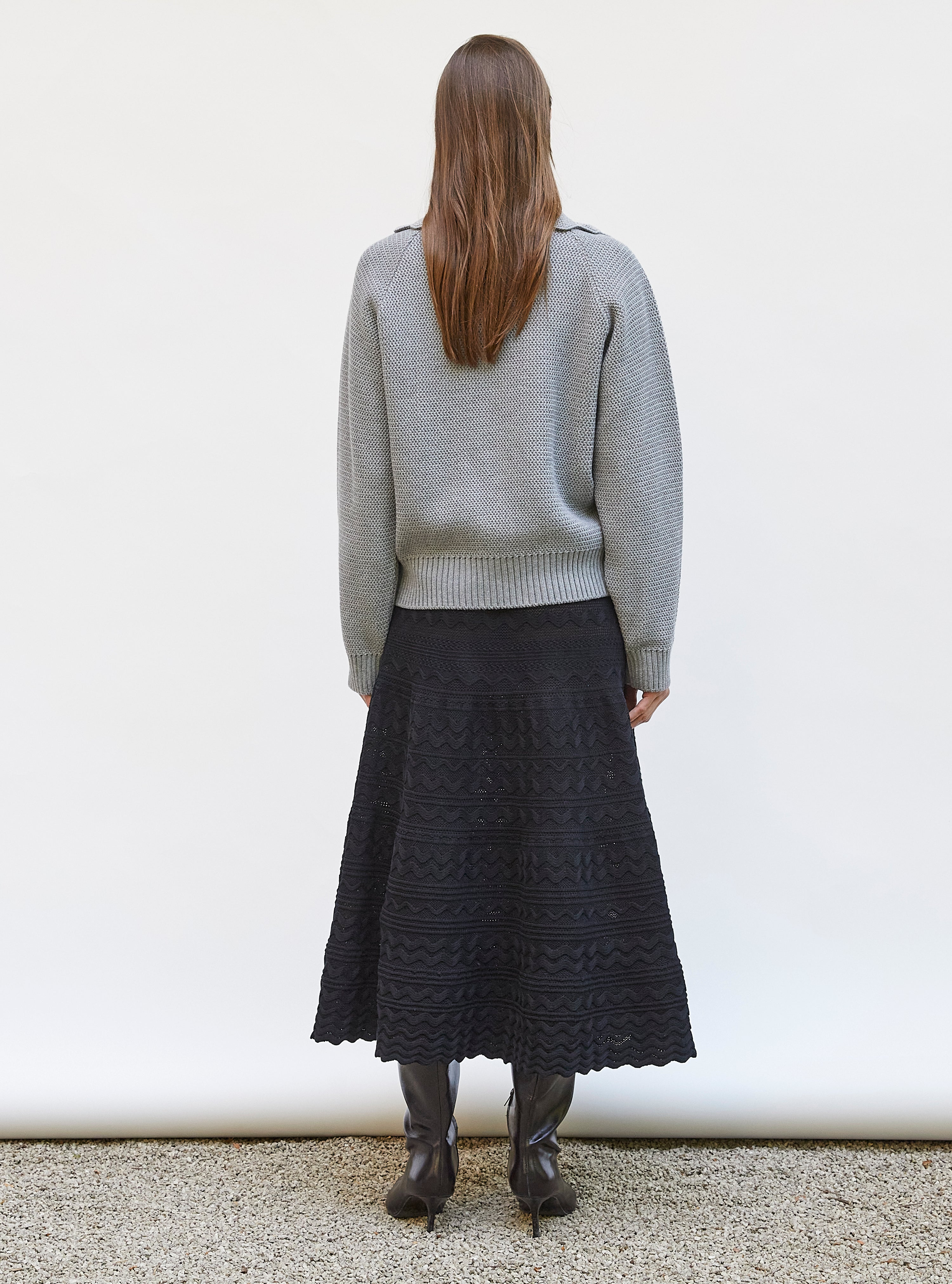 Vareuse en maille ondulée Gris moyen - Vêtement de luxe femme