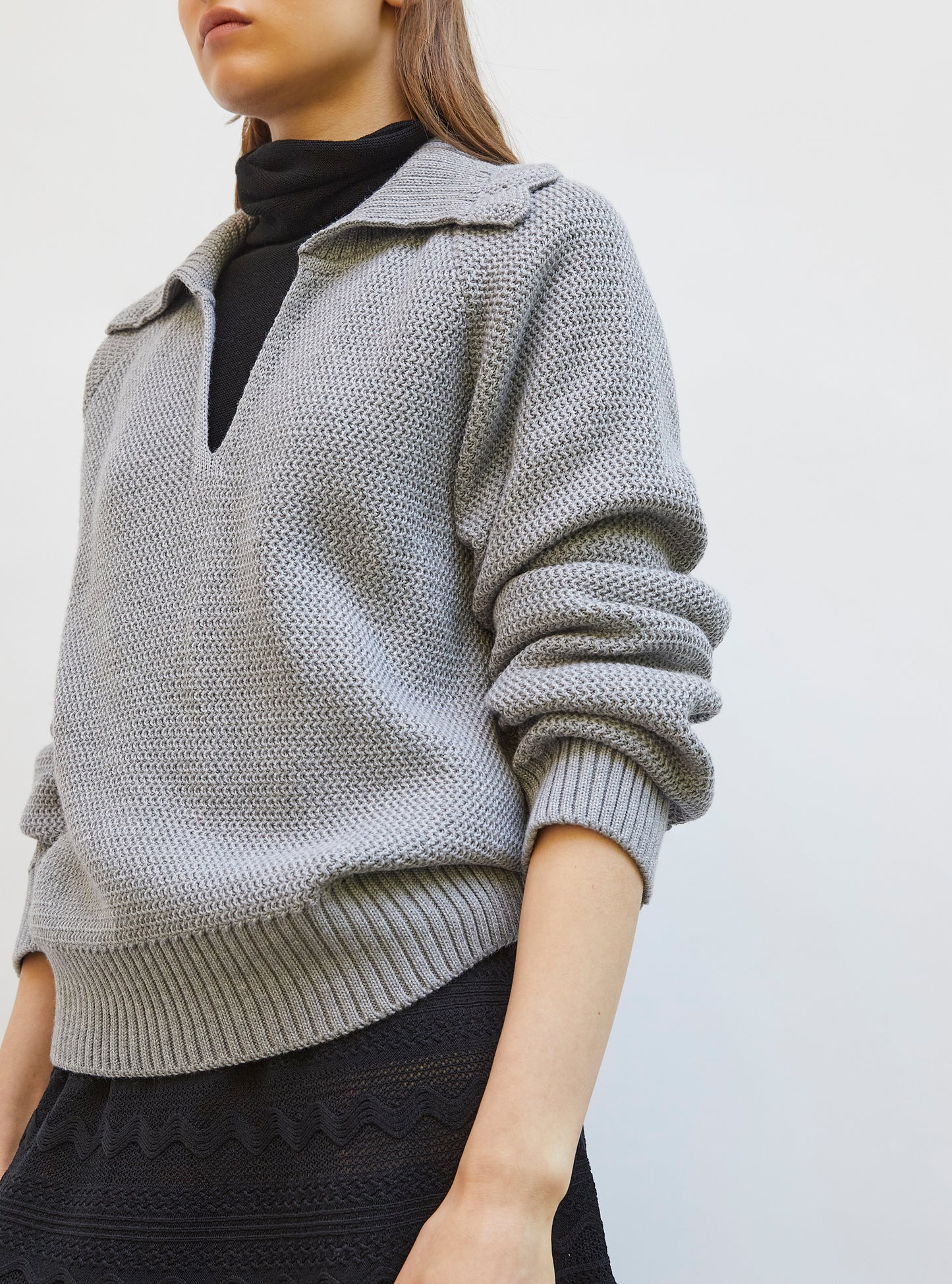 Vareuse en maille ondulée Gris moyen - Vêtements de luxe femme
