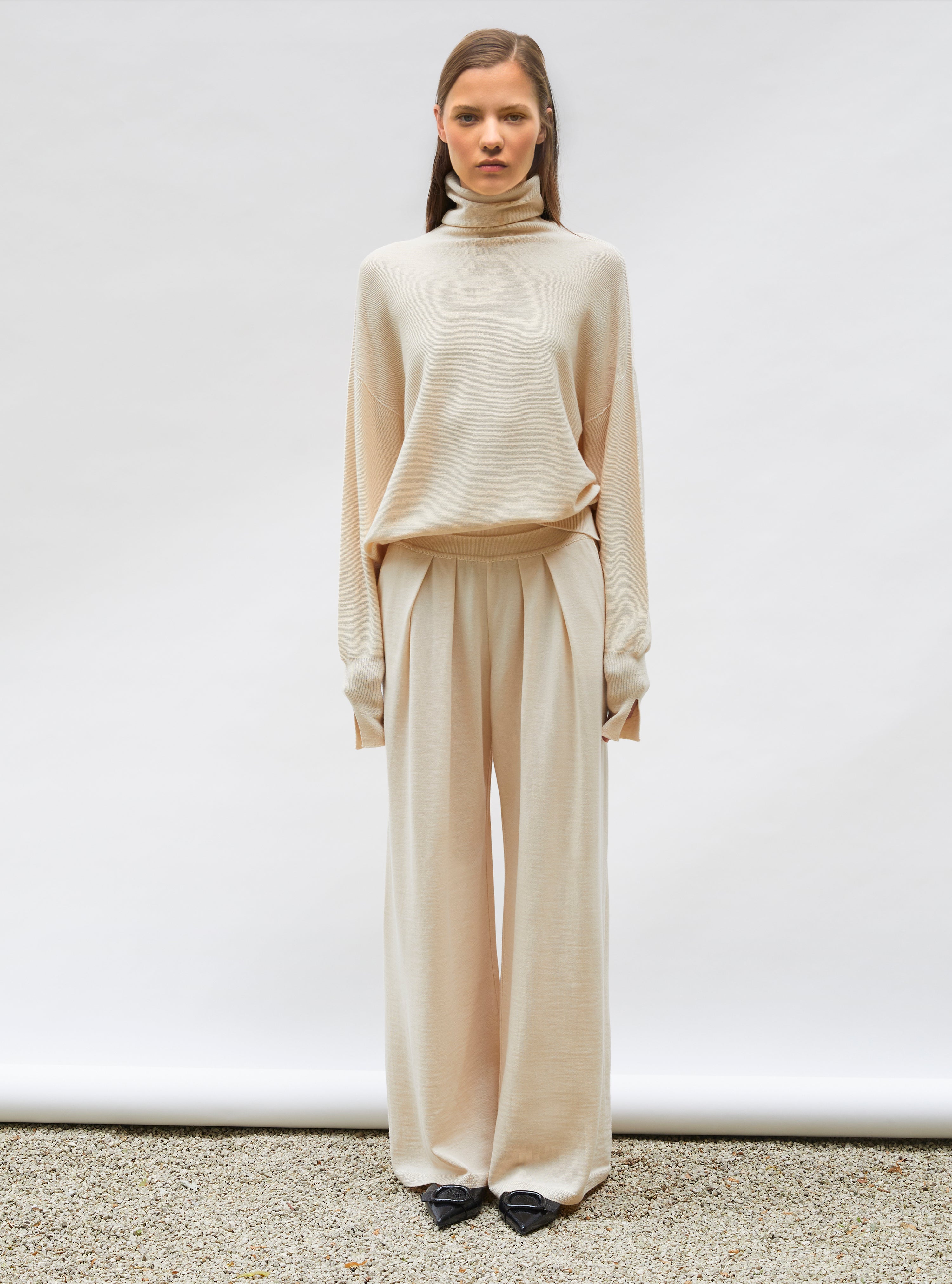 Tops de luxe femme - Top fin oversize à col montant Dune