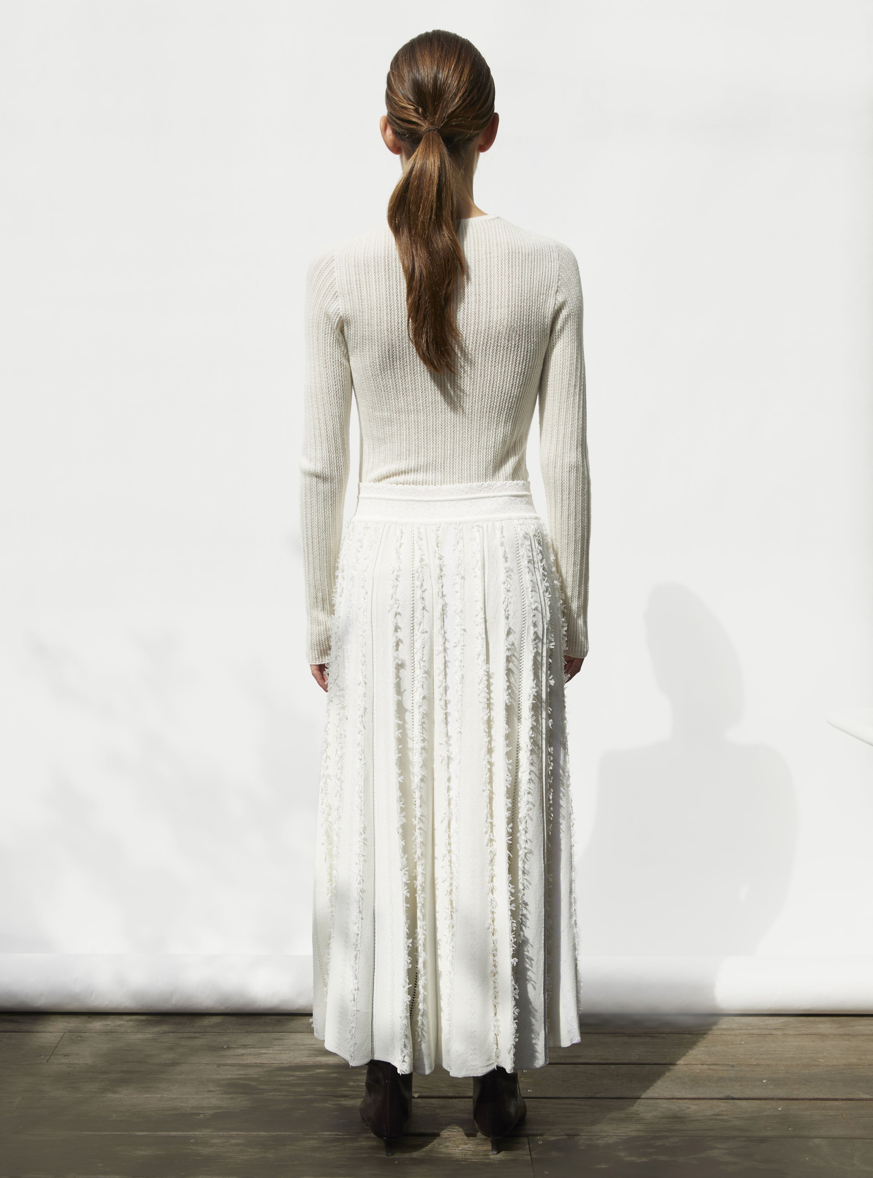 Top fin maille pointelle naturel - Vêtement de luxe femme