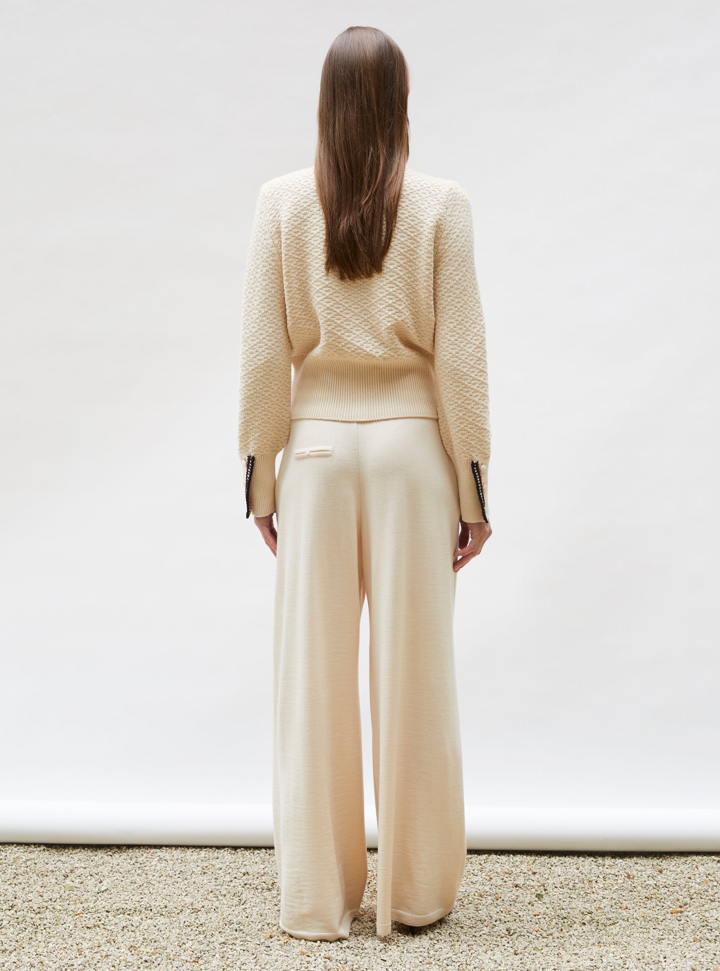 Pantalon de luxe femme - Pantalon fluide maille fine jersey Dune